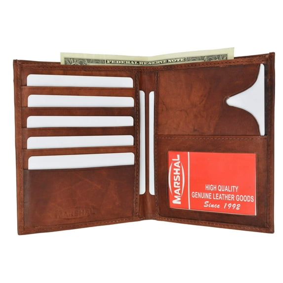 Genuine Leather Large Hipster Bifold Credit Card Id Mens Wallet 502 CF