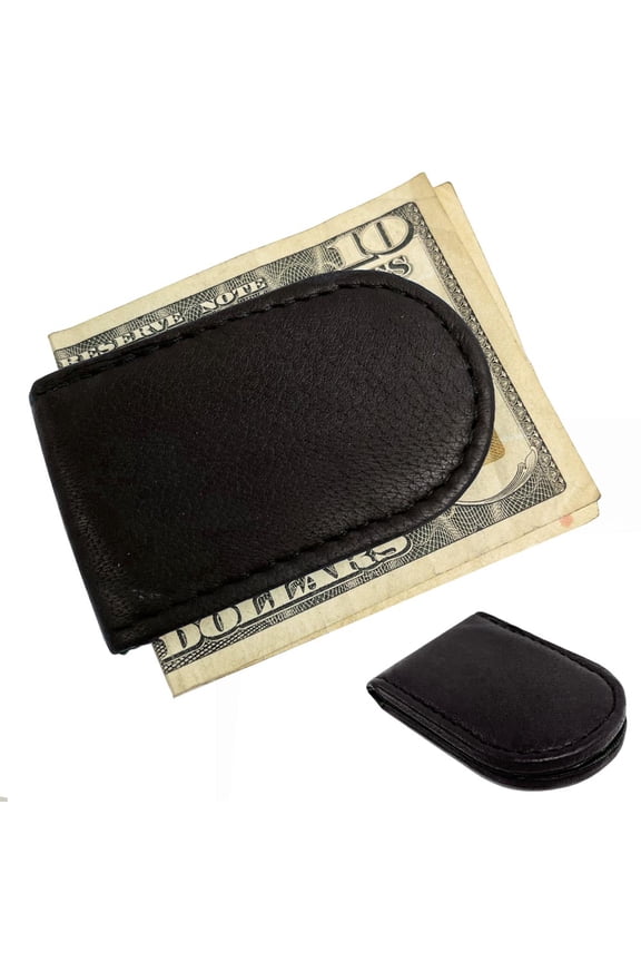 Genuine Leather Magnetic Money Clip Brown Thin Slim Holder Money Card Id Men New