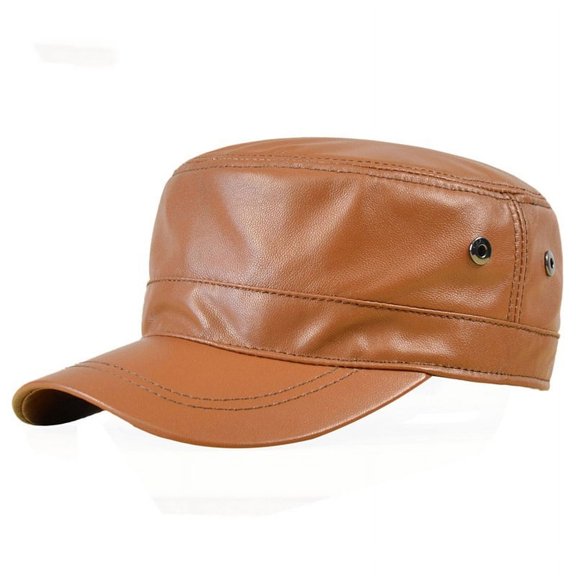 Genuine Leather Men Baseball Cap Hat Men's Real Skin Leather Adult Solid Army Hats Caps ,Fashion