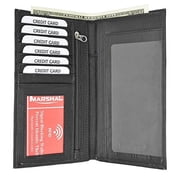 Genuine Leather Men Long Wallet Pockets ID Card Clutch Bifold Purse Marshal
