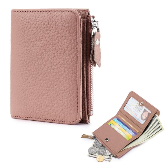 Genuine Leather Men Women Cute Short Wallet Luxury Solid Zipper Coin Purse Rfid Bank Credit Card Holder Slim Small Money Bag