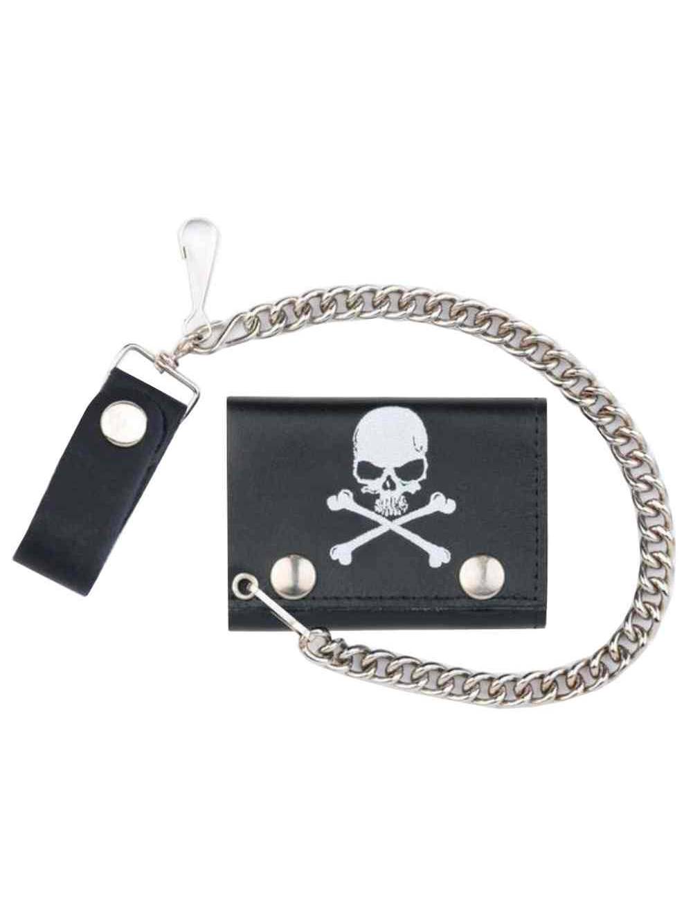 Tri-Fold Wallet With Key Chain Pocket – Skull & Bone Design, Nylon Material - View #7