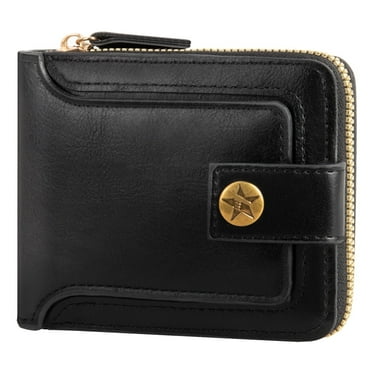 Genuine Leather Men's Wallet with Zipper Vintage RFID Blocking, Large Capacity Wallet for Men with 7 Credit Card Slots, 3 ID Window, 1 Cash Compartments and Coin Pocket