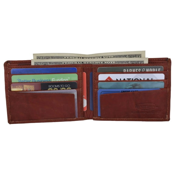 Genuine Leather Mens Bifold Slim Wallet Credit Card Holder 1308 CF