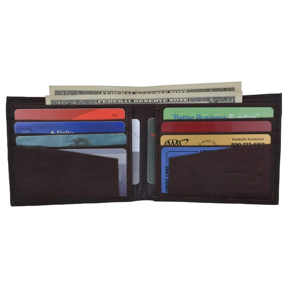 Genuine Leather Mens Bifold Slim Wallet Credit Card Holder 1308 CF