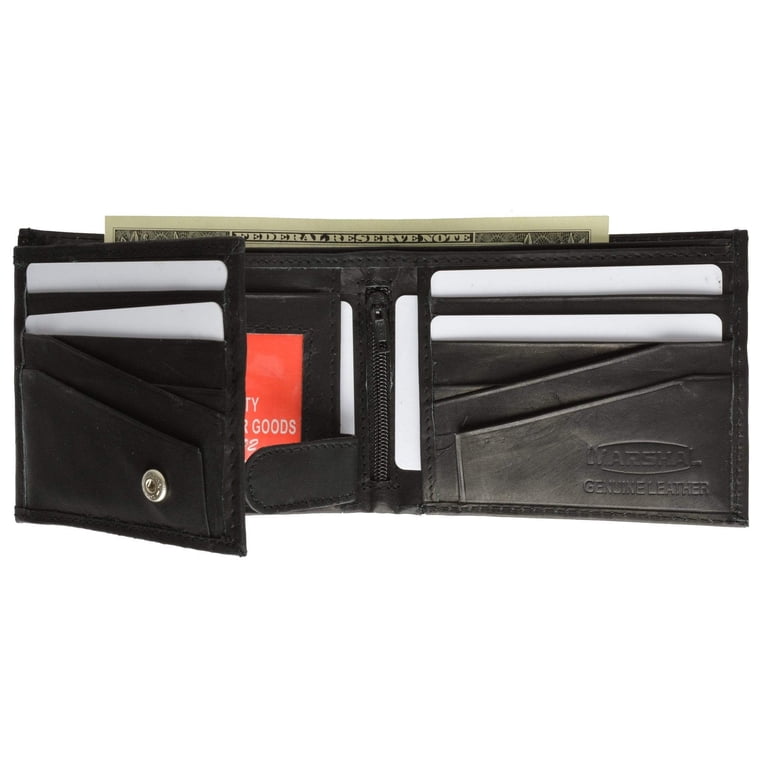 BoTT ウォレット Genuine Leather Mens Bifold Wallet Button Snap Flap Out 1533 CF