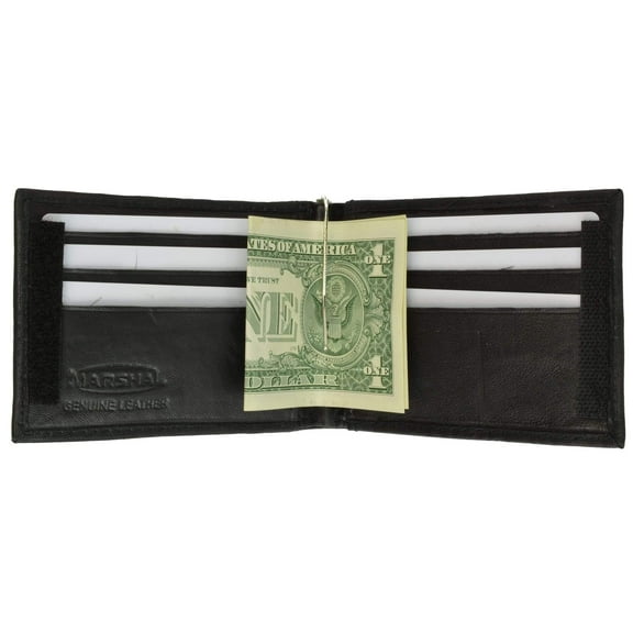 Genuine Leather Mens Cash Clip Wallet with ID Window 1562 (C)