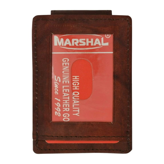 Genuine Leather Mens ID Card Holder Magnetic Money Clip 310R (C)