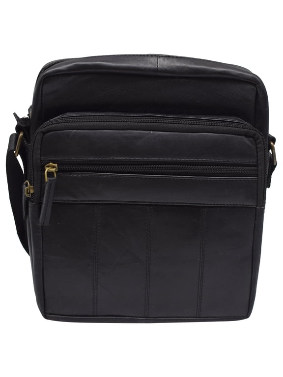 Genuine Leather Messenger Bag for Men Crossbody Shoulder Bag Fit Cell Phone Purses Wallet iPad Tablets