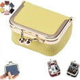 thumbnail image 1 of Genuine Leather Mini Jewelry Box, Mini Jewelry Travel Case, Portable Vintage-inspired Genuine Leather Coin Purse Jewelry Case with Kiss Lock for Earrings, Rings, Necklaces (Yellow), 1 of 7