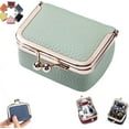 thumbnail image 1 of Genuine Leather Mini Jewelry Box, Mini Jewelry Travel Case, Portable Vintage-inspired Genuine Leather Coin Purse Jewelry Case with Kiss Lock for Earrings, Rings, Necklaces (Green), 1 of 7