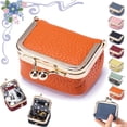 thumbnail image 1 of Genuine Leather Mini Jewelry Box, Portable Vintage-Inspired Genuine Leather Coin Purse Jewelry Case with Kiss Lock, Mini Travel Ring Box for Women for Earring/Ring/Necklace/Bracelet(Orange)-large, 1 of 7