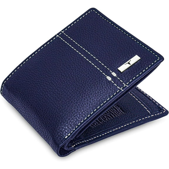 Genuine Leather Minimalist Bifold Wallet for Men Black Credit Card ID Holder Slim Design with RFID Blocking