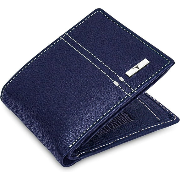 Genuine Leather Minimalist Bifold Wallet for Men Black Credit Card ID Holder Slim Design with RFID Blocking
