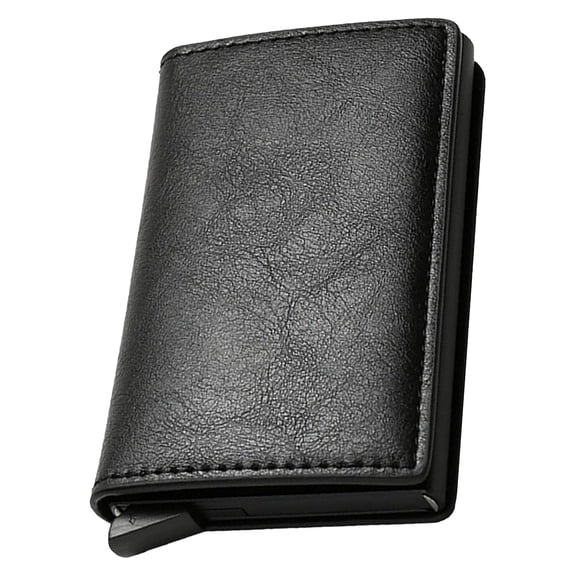 Genuine Leather Minimalist Wallet for Men – Stylish Pop-Up Card Case with ID Window, Elegant Gift for Father's Day, Birthday, Christmas, and Graduation