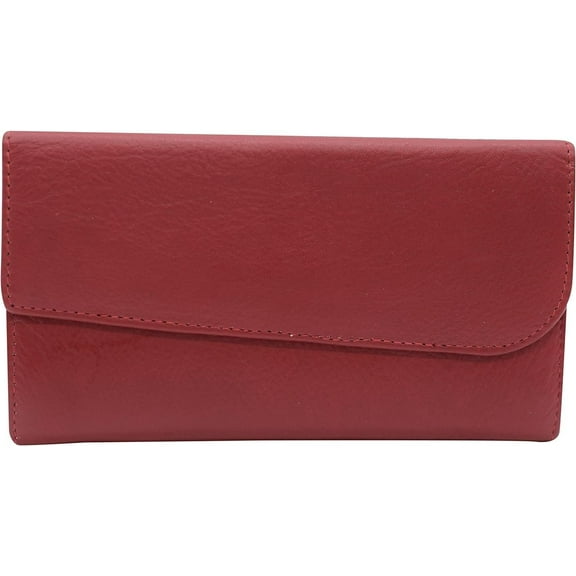 Genuine Leather Money Organizer RFID Womens Wallet Clutch Purse Red