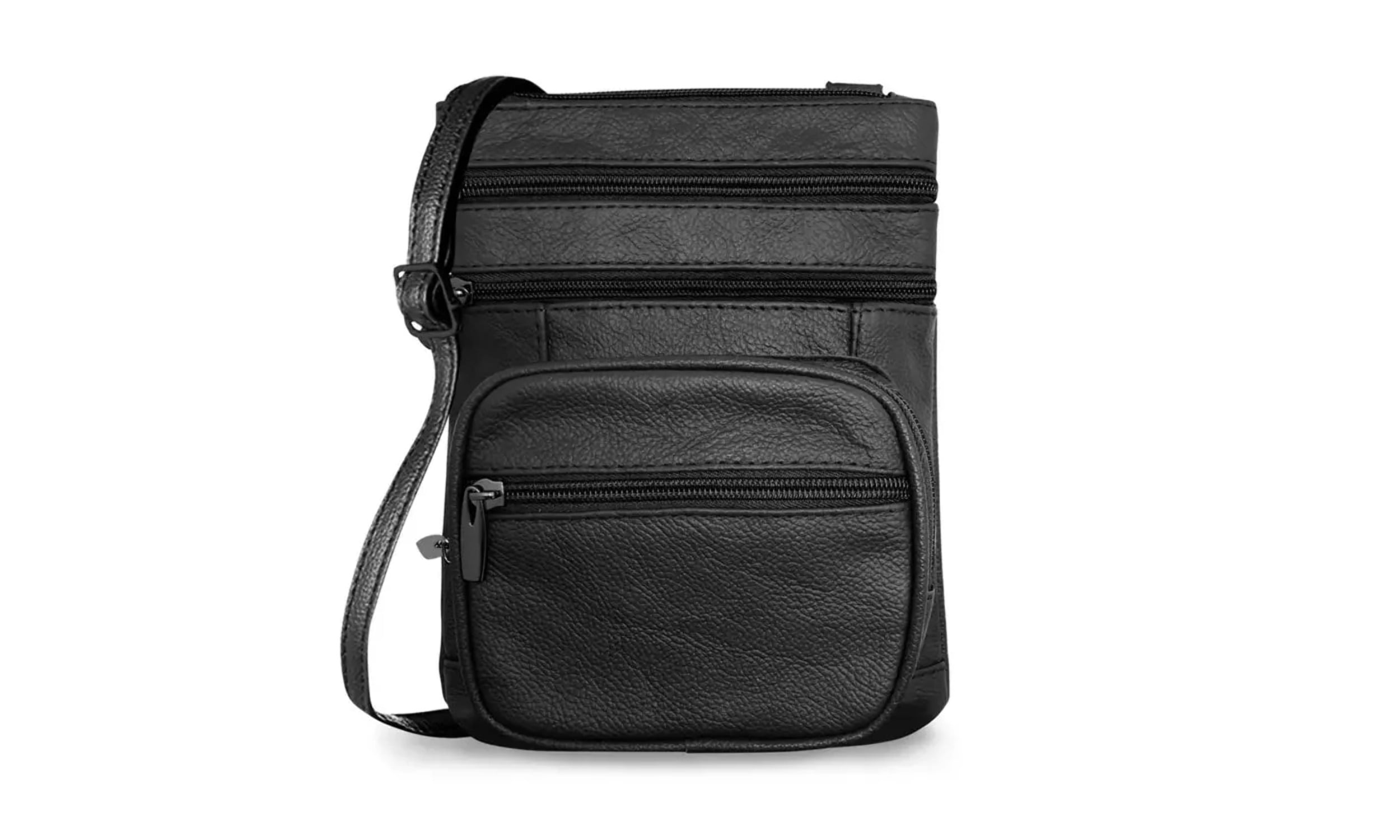 Solid Zipper Leather Casual Crossbody Bag