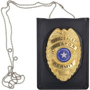 Genuine Leather Neck Chain Badge and ID Holder
