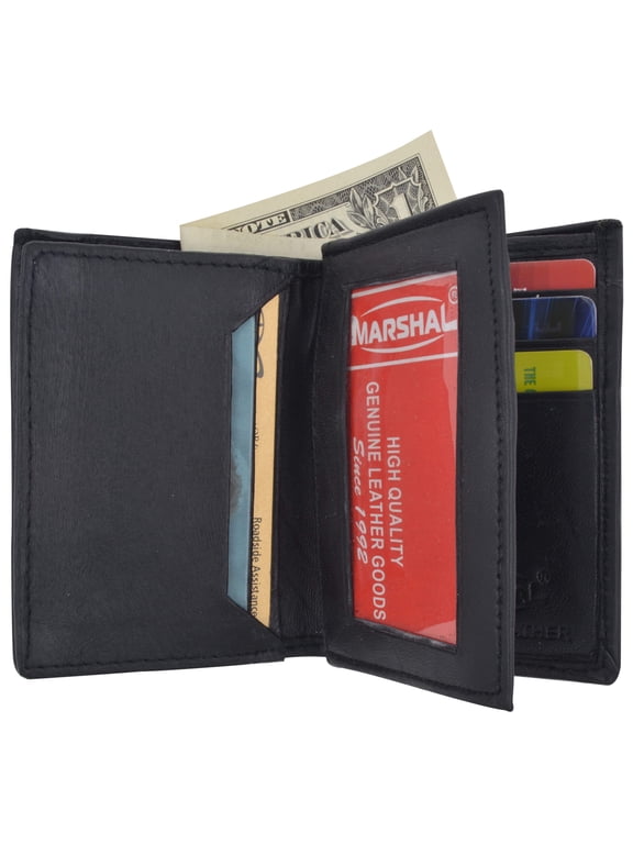 Genuine Leather New Design Slim Bi-Fold ID Wallet with Expandable Pocket for Business Cards Credit Cards with Middle Flap 1157