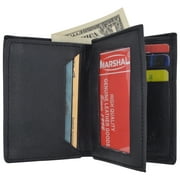 Genuine Leather New Design Slim Bi-Fold ID Wallet with Expandable Pocket for Business Cards Credit Cards with Middle Flap 1157