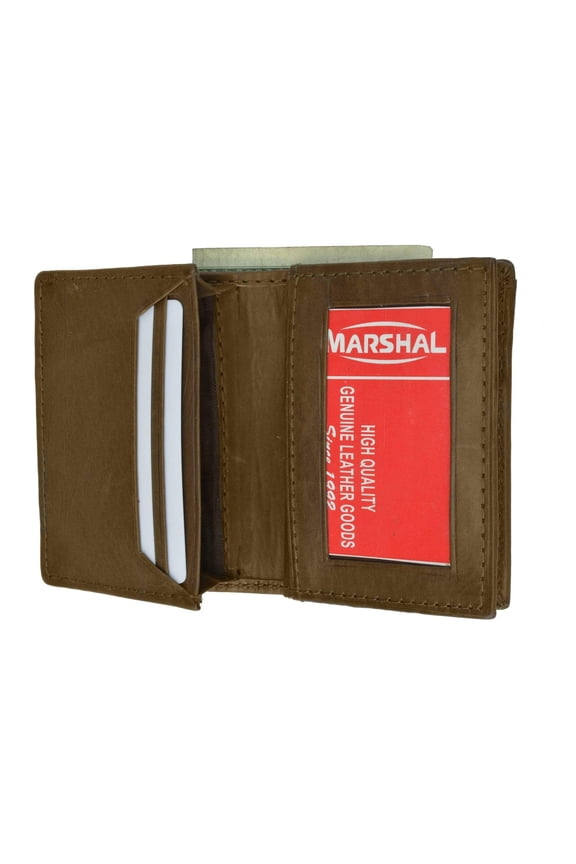 Genuine Leather New Design Slim Bi-Fold ID Wallet with Expandable Pocket for Business Cards Credit Cards with Middle Flap 1157