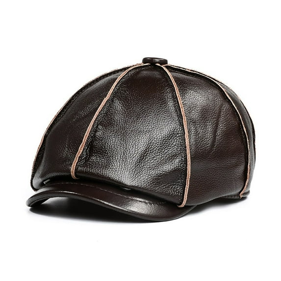 Genuine Leather Newsboy Cap Men Real Cowskin Leather Octagonal Hat Autumn Winter HI-gh Q-uality Hats For Men Accessories ,Classic Design