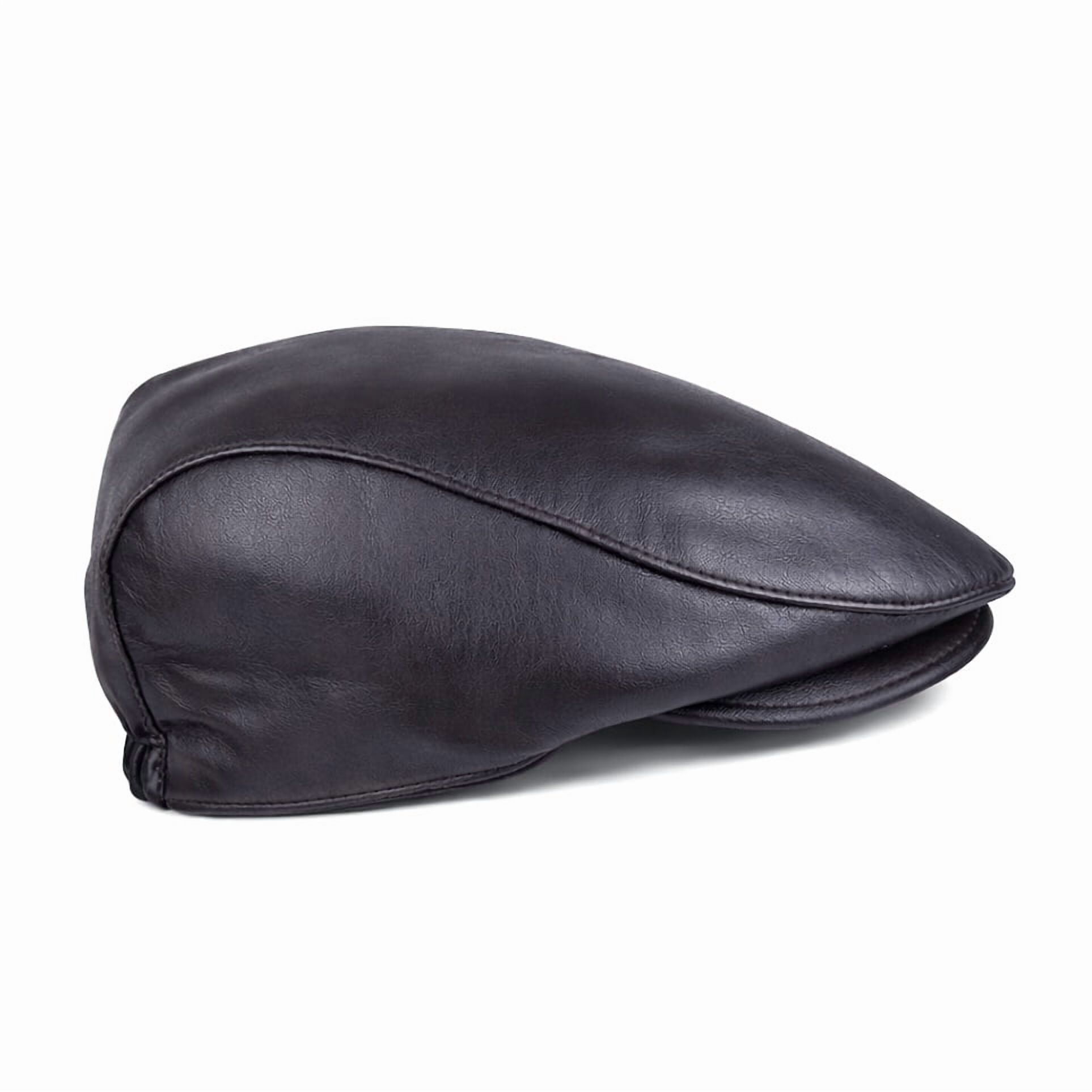 Handmade Men’s Real Leather Newsboy Cap – Vintage Sheepskin Leather Flat Cap, Classic Cabbie Driver Ascot Hat