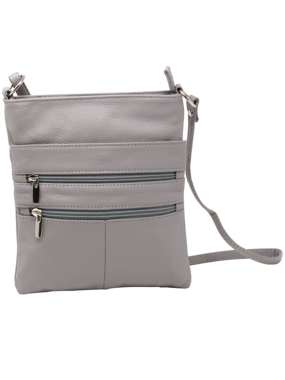 Genuine Leather Organizer Purse Mini Handbag Travel Bag Zippered Shoulder Purse