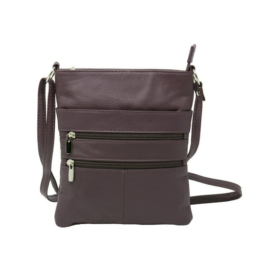 Genuine Leather Organizer Purse Mini Handbag Travel Bag Zippered Shoulder Purse