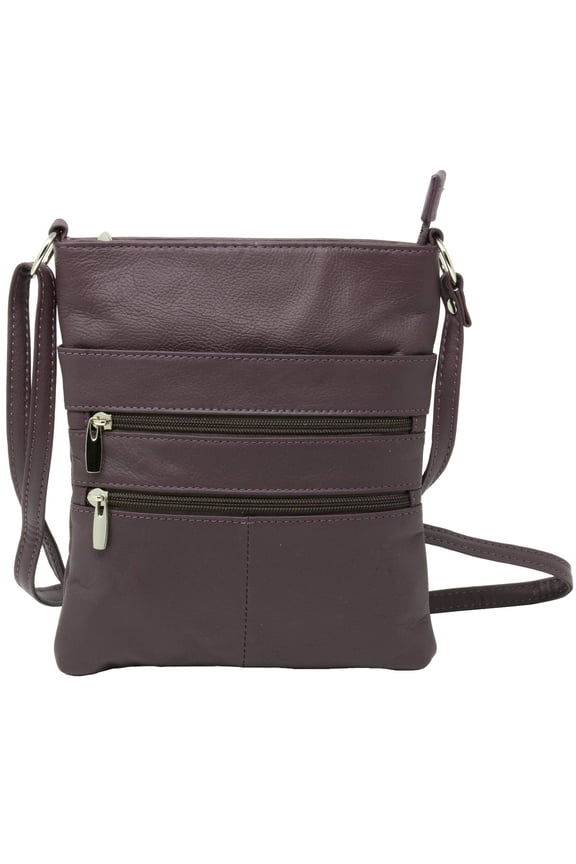 Genuine Leather Organizer Purse Mini Handbag Travel Bag Zippered Shoulder Purse