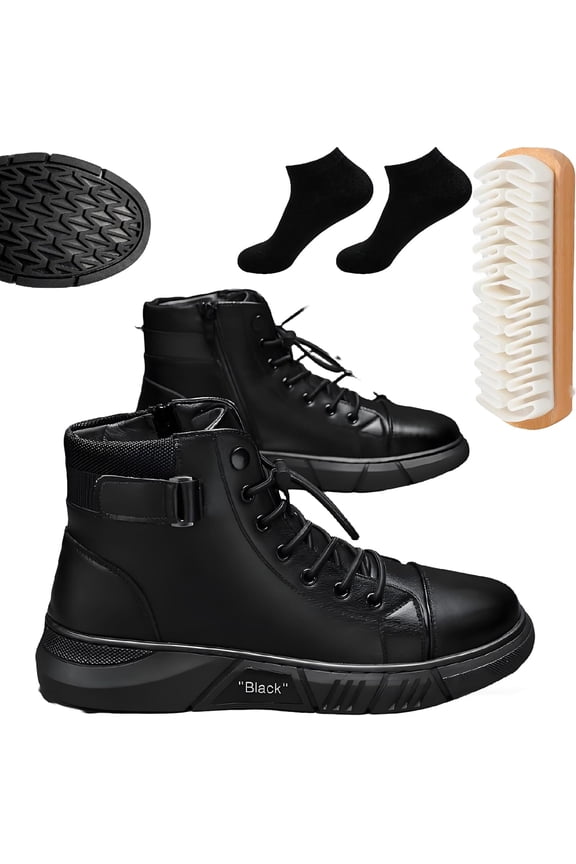 Genuine Leather Orthopedic Boots, Comfortable Non-slip Shock-Absorbing Side Zipper Ankle Boots, Winter Warm Boots with Arch Support, Smart Casual Walking Shoes for Standing