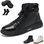 Genuine Leather Orthopedic Boots, Leather Walking & Work Boots with Cushioned Insoles for Foot Stability, Comfortable Arch