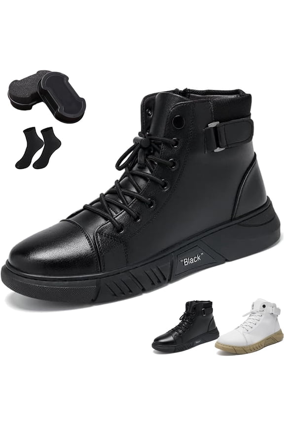 Genuine Leather Orthopedic Boots, Leather Walking & Work Boots with Cushioned Insoles for Foot Stability, Comfortable Arch