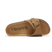 Genuine Leather Orthopedic Women's Slip on Slide Sandals for women with Adjustable Buckle Straps Cork Footbed Sandal 6MS-03