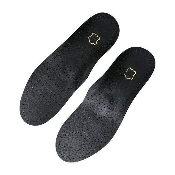 Genuine Leather Orthotic Insoles for Flat Feet, Arch Support Shoe Pads for Men and Women, Orthopedic Foot Care Correction Inserts, Black, Size 39