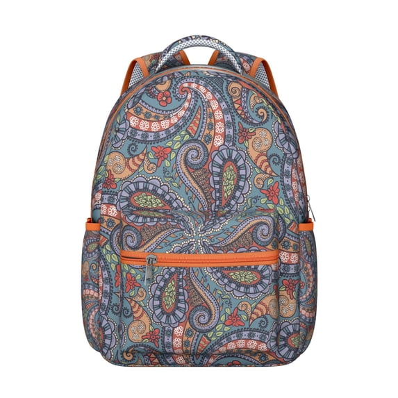 Genuine Leather Paisley Backpack – High-End Paisley Gift for Professionals, Water-Resistant Bookbag with Laptop Sleeve, Stylish & Durable for Work & School