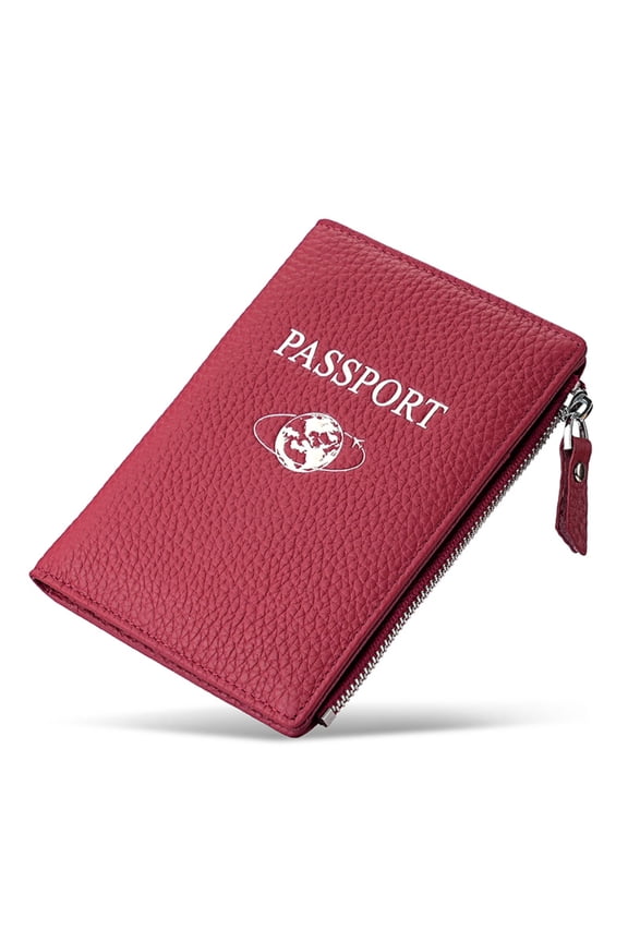 Genuine Leather Passport Holder with RFID Blocking, Slim Travel Passport Wallet with Card Slots & Coin Pocket, Anti-Scan Passport Cover for Men Women