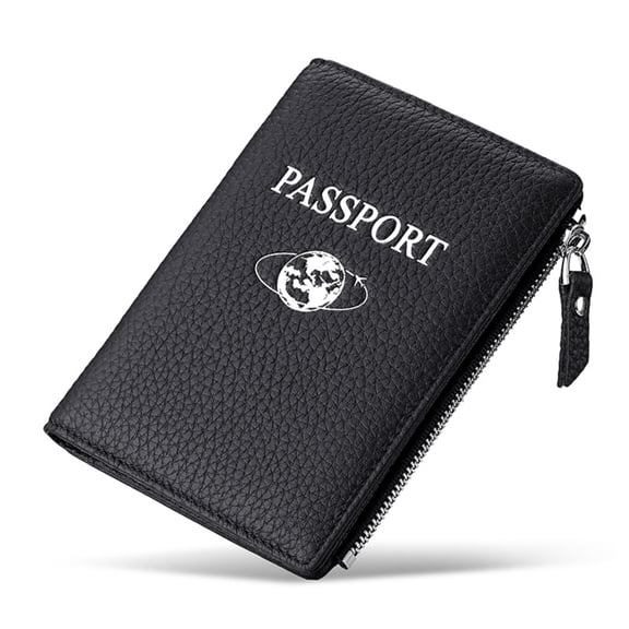 Genuine Leather Passport Holder with RFID Blocking, Slim Travel Passport Wallet with Card Slots & Coin Pocket, Anti-Scan Passport Cover for Men Women