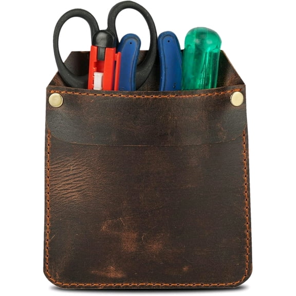 Genuine Leather Pocket Protector for Men, Durable Tool Pouch for Jeans, Brown Leather Pocket Sleeve for Pens and Tools, Stylish Pocket Protector, Durable Tool Holder for Jeans Shirts