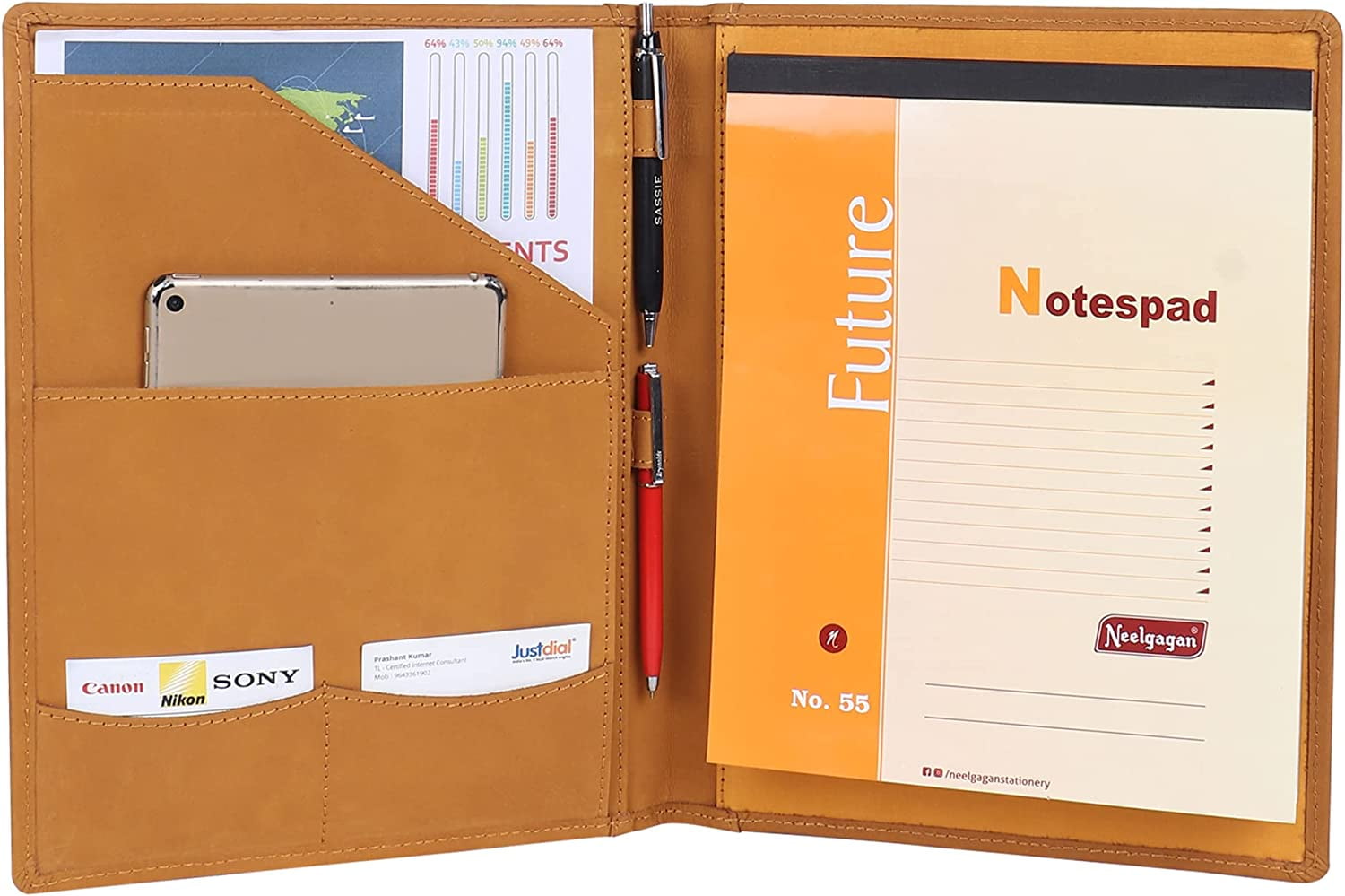 Genuine Leather Portfolio Business Folder Leather Holder For Tablets