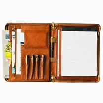 Genuine Leather Portfolio, Zippered Padfolio for Men, Leather Binder for Letter Size Notepad, Portfolio for Women, Business Organizer A4 Document Bag