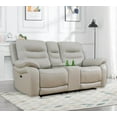 thumbnail image 1 of Genuine Leather Power Recliner Couch, 77" Leather Couch with Storage Console&Cup Holer, Top Grain Reclining Leather Couch for Living Room Office Apartment (Recliner Loveseat, Light Grey), 1 of 1