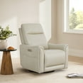 thumbnail image 1 of Spruce & Spring Genuine Leather Power Swivel Glider Recliner for Nursery, Light Grey, 1 of 9