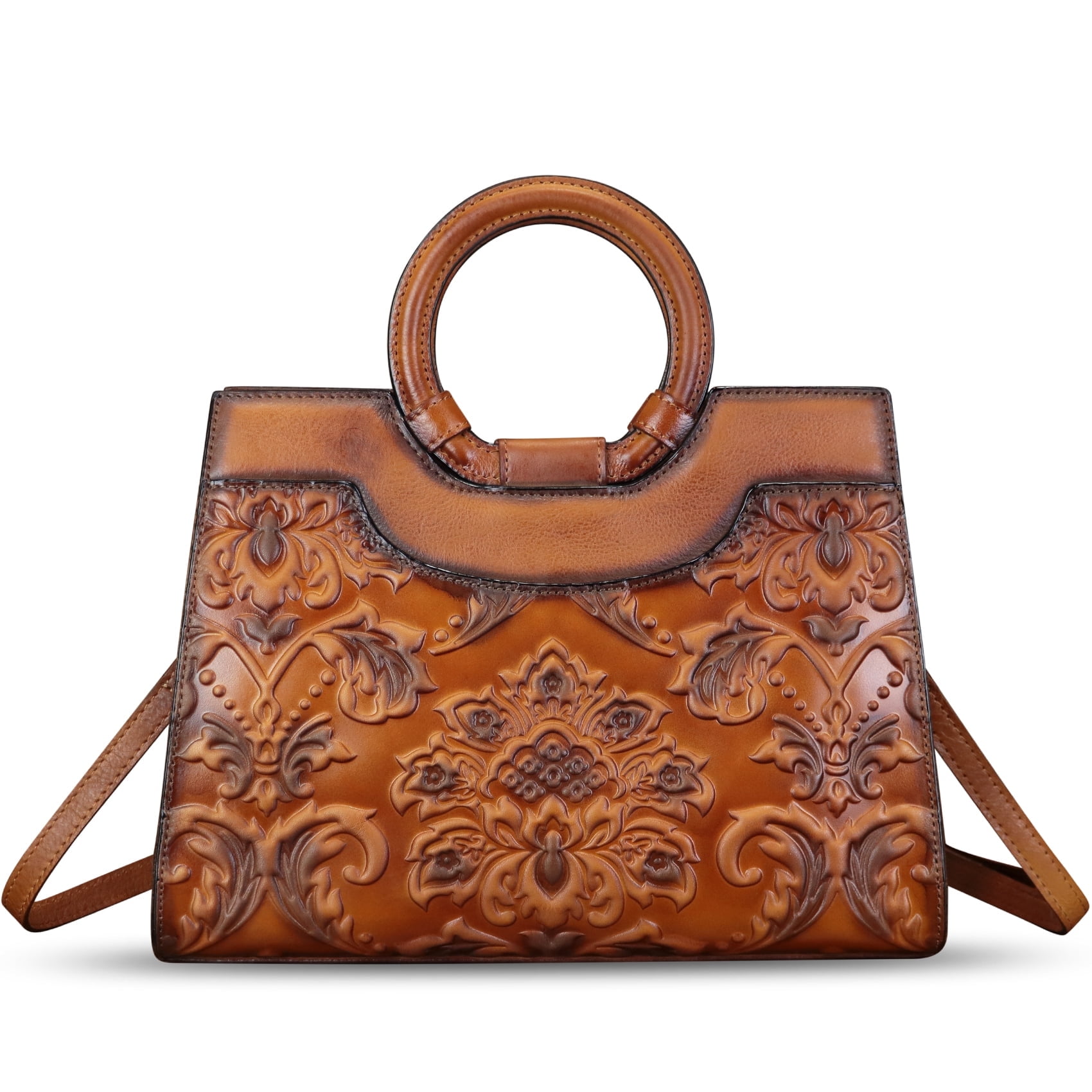 Genuine Leather Purse and Handbag for Women Embossed Shoulder Bag ...