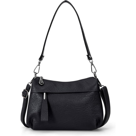 Genuine Leather Purse for Women Hobo Bag Trendy Crossbody Bag and Shoulder Bag with 2 Straps