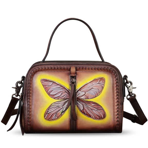 Genuine Leather Purses and Handbags Women Hand Painted Crossbody Shoulder Bag