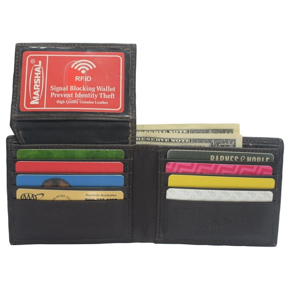 Genuine Leather RFID Blocking Slim Bifold Wallet for Men With ID Window