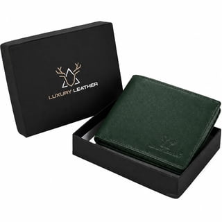 Luxury Leather Genuine Leather RFID Blocking Wallet for Men | Slim Bifold Design with Zipper Coin Pocket, ID Window & Multiple Card Slots | Green