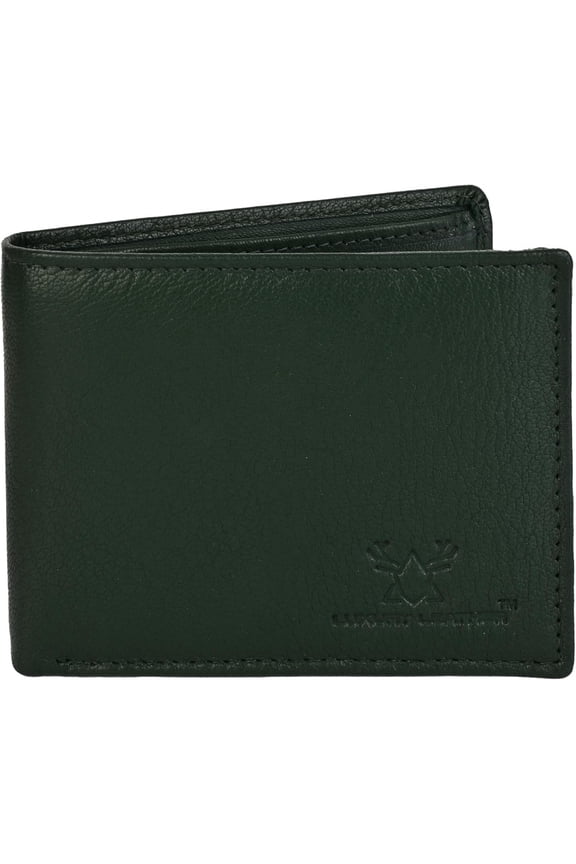 Genuine Leather RFID Blocking Wallet for Men | Slim Bifold Design with Zipper Coin Pocket, ID Window & Multiple Card Slots (Green)