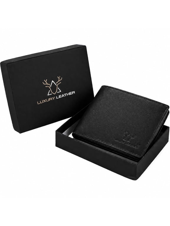 Genuine Leather RFID Blocking Wallet for Men | Slim Bifold Design with Zipper Coin Pocket, ID Window & Multiple Card Slots | Black